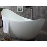 ALFI Brand AB9951 73" White Solid Surface Smooth Resin Soaking Slipper Bathtub