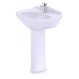 TOTO LPT754#01 Whitney Oval Pedestal Bathroom Sink for Single Hole Faucets, Cotton White