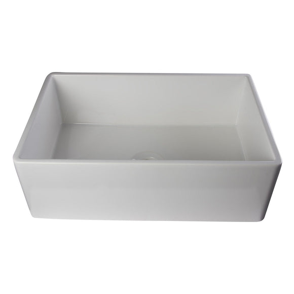 ALFI AB510-W White 30" Contemporary Smooth Apron Fireclay Farmhouse Kitchen Sink