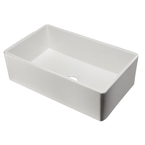 ALFI Brand AB533-W 33" White Smooth Apron Single Bowl Fireclay Farm Sink