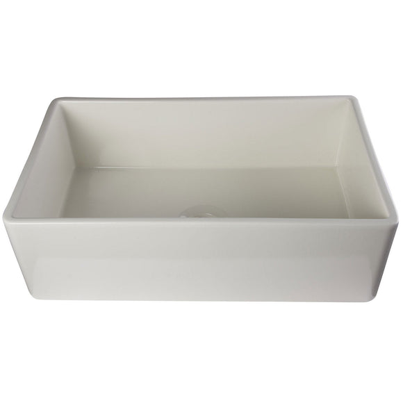 ALFI Brand AB533-B 33" Biscuit Smooth Apron Single Bowl Fireclay Farm Sink