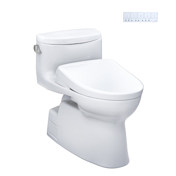 TOTO WASHLET+ Carolina II One-Piece Elongated 1.28 GPF Toilet and WASHLET+ S7 Contemporary Bidet Seat, Cotton White - MW6444736CEFG#01