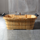 ALFI AB1130 65" 2 Person Free Standing Cedar Bathtub with Fixtures & Headrests