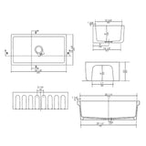 ALFI Brand AB3318HS-B Biscuit 33" x 18" Reversible Fireclay Farm Sink