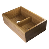 ALFI Brand AB3321 33" Double Bowl Bamboo Kitchen Farm Sink