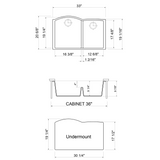 ALFI AB3320UM-BLA Black 33" Double Bowl Undermount Granite Composite Sink