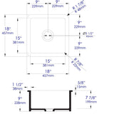 ALFI Brand ABF1818S-GM Gray Matte Square 18" x 18" Undermount/Drop in Fireclay Prep Sink