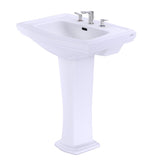 TOTO LPT780.8#01 Clayton Rectangular Pedestal Bathroom Sink for 8" Center Faucets, Cotton White