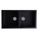 ALFI AB3420UM-BLA Black 34" Undermount Double Bowl Granite Composite Sink