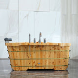 ALFI Brand AB1136 61" Free Standing Cedar Wooden Bathtub with Chrome Tub Filler