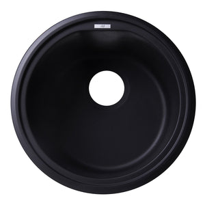 ALFI AB1717UM-BLA Black 17" Undermount Round Granite Composite Kitchen Prep Sink