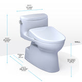 TOTO MW6444736CEFG#01 WASHLET+ Carolina II One-Piece Toilet and WASHLET+ S7 Bidet Seat, Cotton White