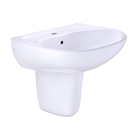 TOTO Supreme Oval Wall-Mount Bathroom Sink with CeFiONtect and Shroud for Single Hole Faucets, Cotton White - LHT241G#01