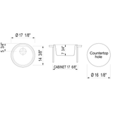 ALFI AB1717DI-BLA Black 17" Drop-In Round Granite Composite Kitchen Prep Sink