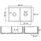 ALFI AB539-B Biscuit 32" Lip Apron Double Bowl Fireclay Farmhouse Sink