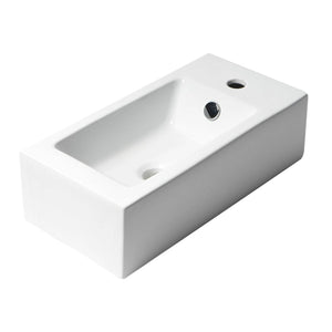 ALFI Brand ABC116 White Modern 20" Small Rectangular Wall Mounted Ceramic Sink with Faucet Hole