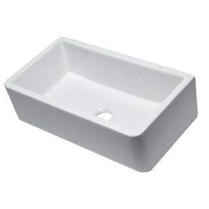 ALFI 33" White Smooth Apron Solid Thick Wall Fireclay Single Bowl Farm Sink