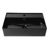 ALFI Brand ABC901-BM Black Matte 24" Modern Rectangular Above-Mount Ceramic Sink with Faucet Hole