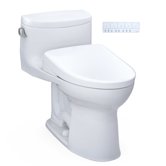 TOTO WASHLET+ Supreme II One-Piece Elongated 1.28 GPF Toilet and WASHLET+ S7 Contemporary Bidet Seat, Cotton White - MW6344726CEFG#01