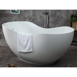 ALFI Brand AB9949 66" White Solid Surface Smooth Resin Soaking Bathtub