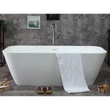 ALFI AB9952 67" White Rectangular Solid Surface Smooth Resin Soaking Bathtub