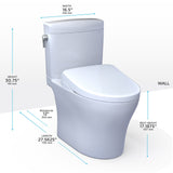 TOTO MW4364726CEMFGNA#01 WASHLET+ Aquia IV Cube Two-Piece Dual Flush Toilet with Auto Flush S7 Bidet Seat, Cotton White