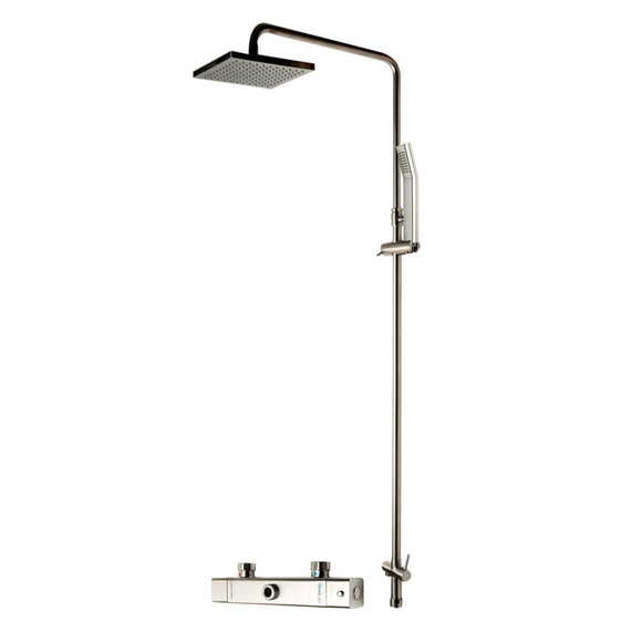 ALFI Brand AB2862-BN Brushed Nickel Square Style Thermostatic Exposed Shower Set