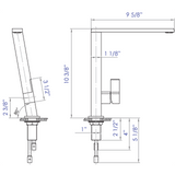 ALFI Brand AB2047-PSS Square Modern Polished Stainless Steel Kitchen Faucet