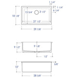 ALFI Brand AB3018UD-W 30" White Undermount / Drop-in Fireclay Kitchen Sink