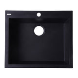 ALFI AB2420DI-BLA Black 24" Drop-In Single Bowl Granite Composite Kitchen Sink