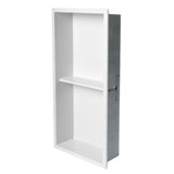 ALFI Brand 12 x 24 White Matte Stainless Steel Vertical Double Shelf Bath Shower Niche