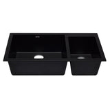 ALFI AB3319UM-BLA Black 34" Double Bowl Undermount Granite Composite Sink