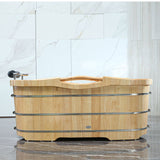 ALFI Brand AB1163 61" Free Standing Wooden Bathtub with Cushion Headrest