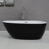 ALFI AB8862 59 inch Black & White Oval Acrylic Free Standing Soaking Bathtub