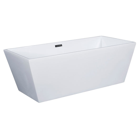 ALFI AB8833 59 inch White Rectangular Acrylic Free Standing Soaking Bathtub