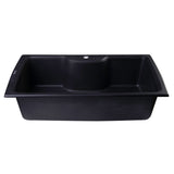 ALFI AB3520DI-BLA Black 35" Drop-In Single Bowl Granite Composite Kitchen Sink