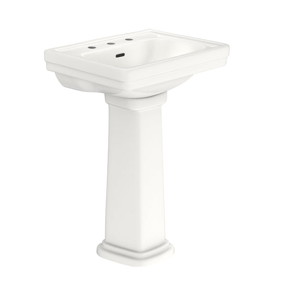 TOTO Promenade 24" x 19-1/4" Rectangular Pedestal Bathroom Sink for 8 inch Center Faucets, Colonial White - LPT532.8N#11