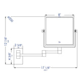 ALFI Brand ABM8WS-PC 8" Square Wall Mounted 5x Magnify Cosmetic Mirror