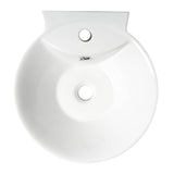 ALFI Brand ABC113 White Modern 17" Round Wall Mounted Ceramic Sink with Faucet Hole