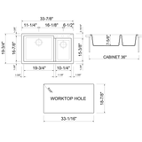 ALFI AB3319DI-B Biscuit 34" Double Bowl Drop in Granite Composite Kitchen Sink