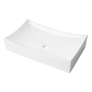 ALFI Brand ABC904 White Modern 26" Fancy Rectangular Above-Mount Ceramic Sink