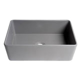 ALFI Brand ABF3018-GM Gray Matte Smooth Apron 30" x 18" Single Bowl Fireclay Farm Sink