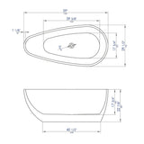 ALFI Brand AB8861 59 inch White Oval Acrylic Free Standing Soaking Bathtub