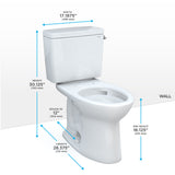 TOTO CST776CEFRG#01 Drake Two-Piece Elongated Universal Height Toilet with Right-Hand Trip Lever, Cotton White