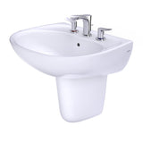 TOTO LHT241.8G#01 Supreme Oval Wall-Mount Bathroom Sink with Shroud for 8" Center Faucets, Cotton White