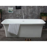 ALFI AB9942 67" White Rectangular Solid Surface Smooth Resin Soaking Bathtub