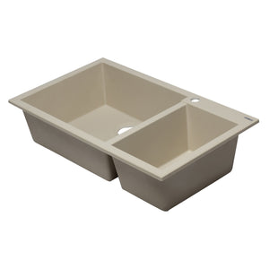 ALFI AB3319DI-B Biscuit 34" Double Bowl Drop In Granite Composite Kitchen Sink