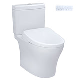 TOTO WASHLET+ Aquia IV Two-Piece Elongated Dual Flush 1.28 and 0.9 GPF Toilet and Contemporary WASHLET S7 Contemporary Bidet Seat, Cotton White - MW4464726CEMGN#01