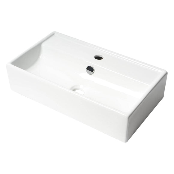 ALFI Brand ABC122 White Modern 22" Rectangular Wall Mounted Ceramic Sink with Faucet Hole