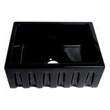 ALFI AB2418HS-BG 24" Black Gloss Reversible Smooth / Fluted Fireclay Farm Sink